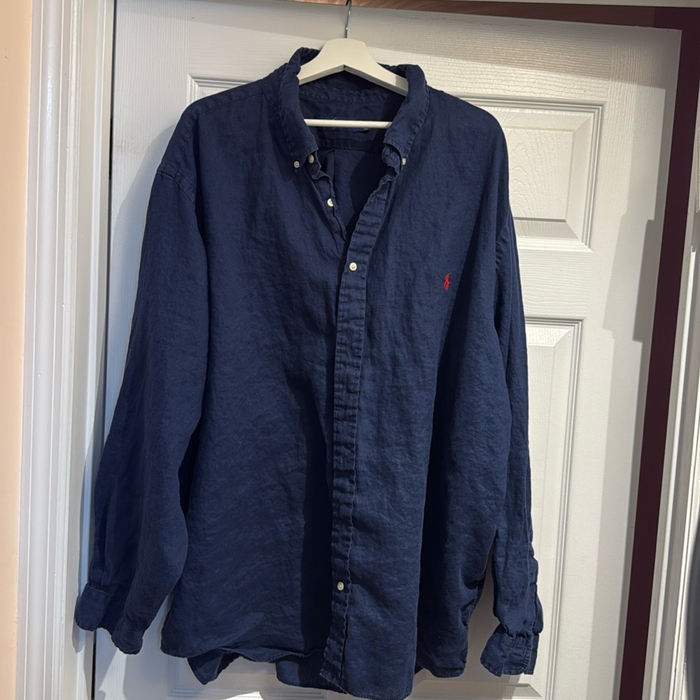 Ralph Lauren linen men shirt , worn once, blue, 4xb